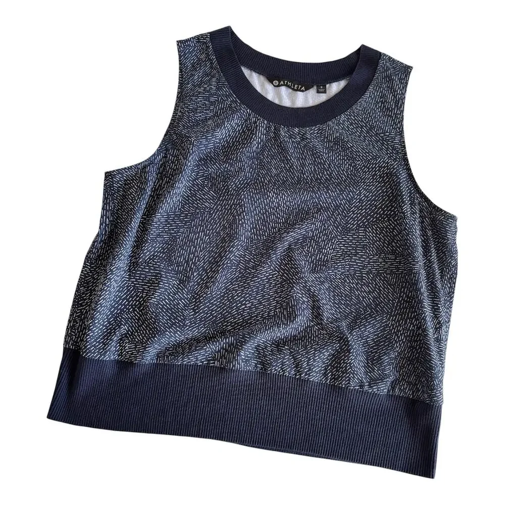 Athleta Zephyr Shell Tank Top Women’s Small Blue Geometric Sleeveless Crewneck